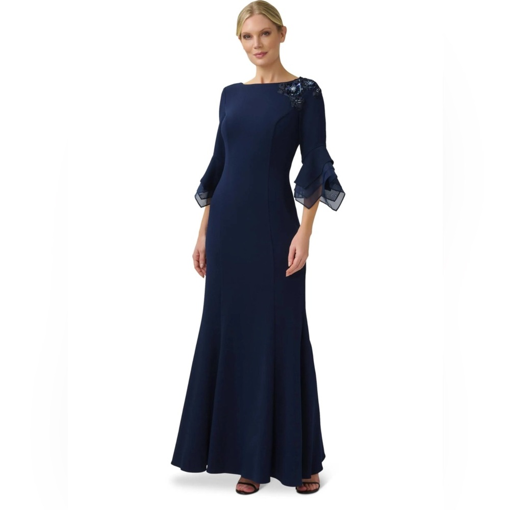 NWT Adrianna Papell Embellished Knit Crepe Mermaid Special Occasion Size 12